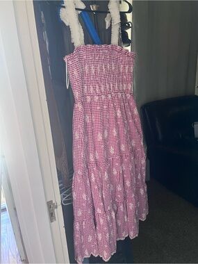 Pink Gingham Smocked Maxi Dress for Girls